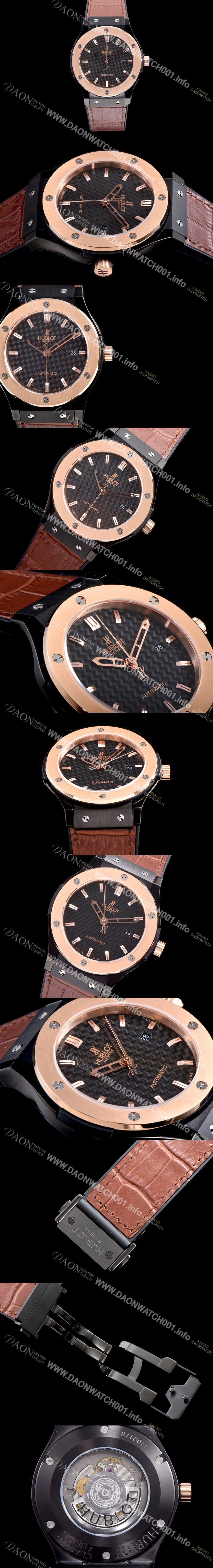 SA급 휴블렛 남성용 클레식 퓨전 511.CO.1780.RX 18K 로즈골드 투톤콤비 케이스 블랙 텍스쳐드 다이얼 오토매틱 무브먼트 HUB0201 xx