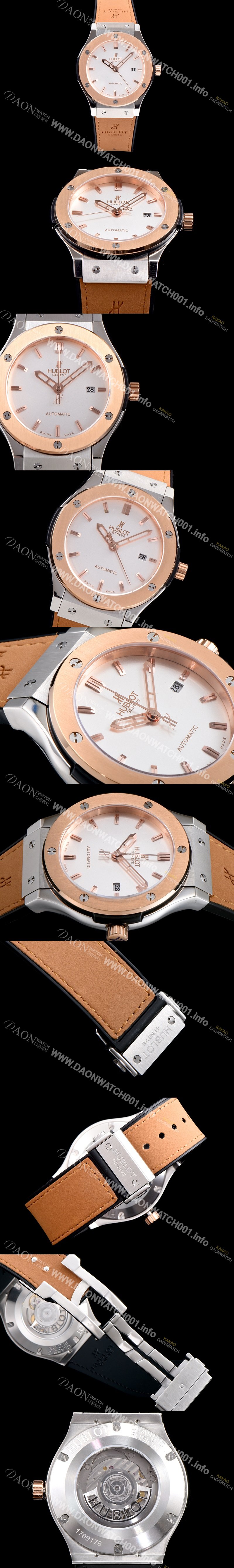 SA급 휴블렛 남성용 클레식 퓨전 511.NO.1180.LR 18K 로즈골드 투톤콤비 케이스 화이트 다이얼 오토매틱 무브먼트 HUB0200 xx