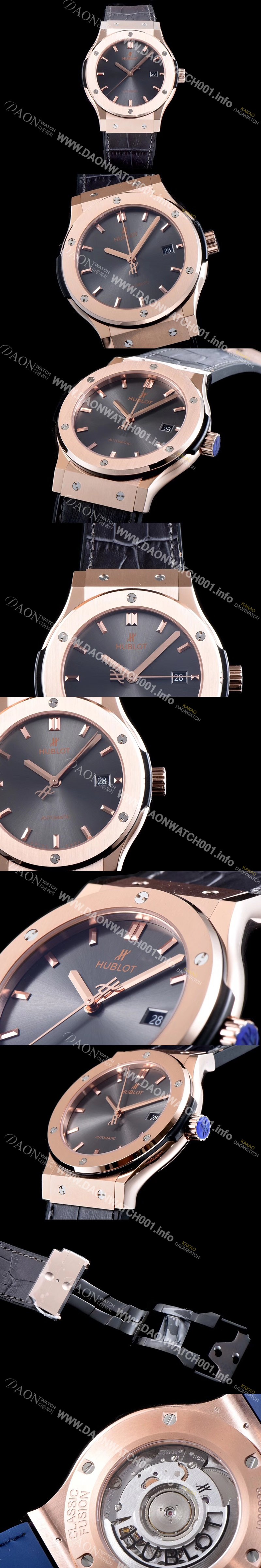 SA급 휴블렛 남성용 클레식 퓨전 511.OX.7180.LR 데일리워치 심플하고 클래식한 타입!! 그레이 썬더스트 다이얼 블랙 레더스트랩 오토매틱 무브먼트 HUB0241 xx