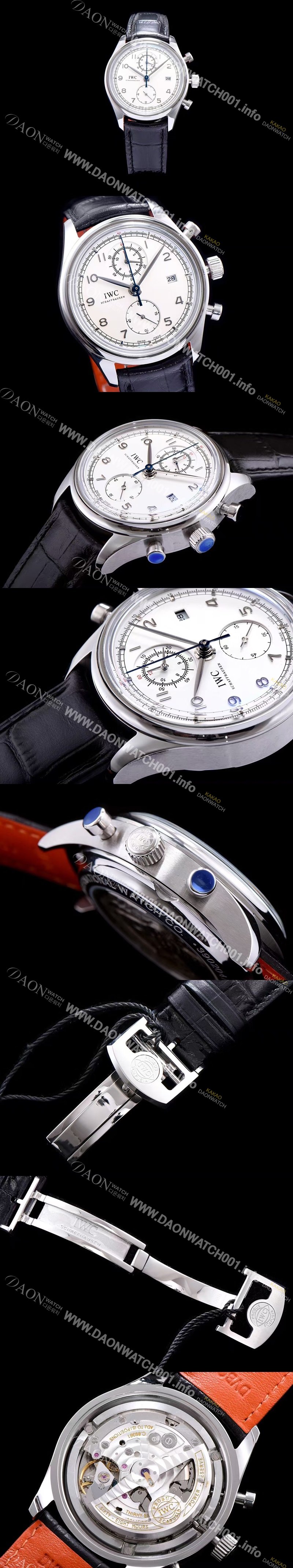 SA급 아이더블유씨 남성용 포루투기즈 칼리버 IW390403 클래식 모델 크로노그래프 화이트 다이얼 오토매틱 무브먼트 IWC0101 xx