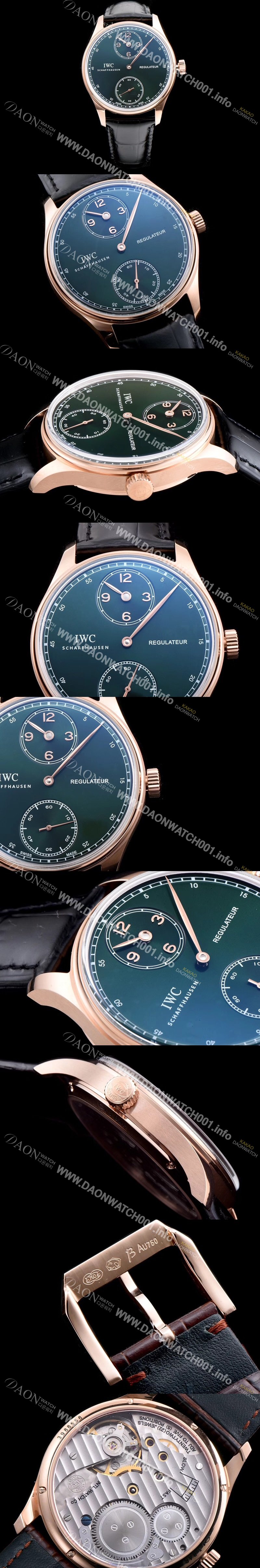 SA급 아이더블유씨 남성용 포르투기즈 IW544402모델 18k 로즈골드 그린 다이얼 IWC0101 xx