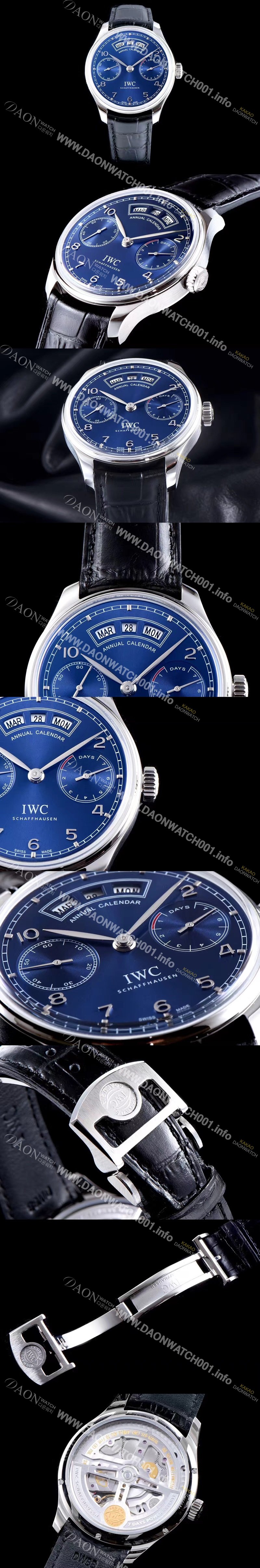 SA급 아이더블유씨 남성용 포르투기즈 애뉴얼 캘런더 IW503502 네이비 다이얼 IWC0202 xx