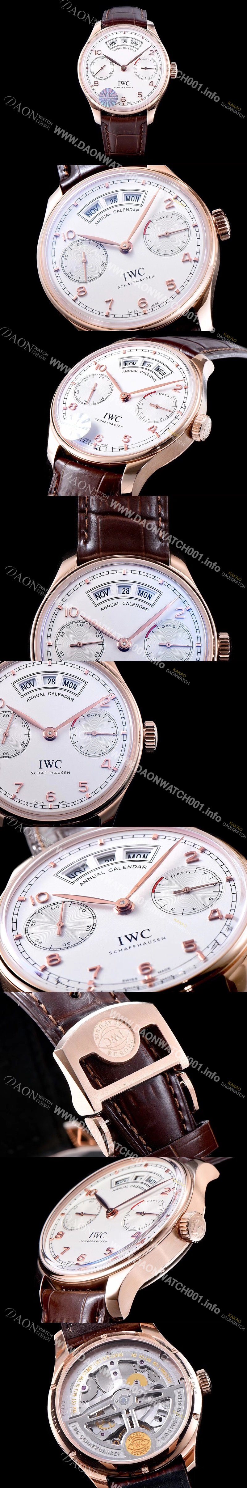 SA급 아이더블유씨 남성용 포르투기즈 애뉴얼 캘런더 로즈골드 IW503504 화이트 다이얼 IWC1204 xx