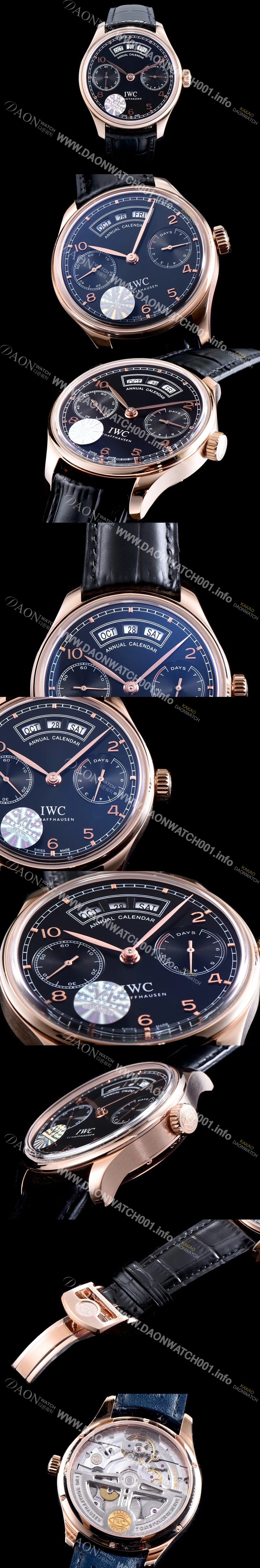 SA급 아이더블유씨 남성용 포르투기즈 애뉴얼 캘런더 로즈골드 IW503504 블랙 다이얼 IWC0200 xx