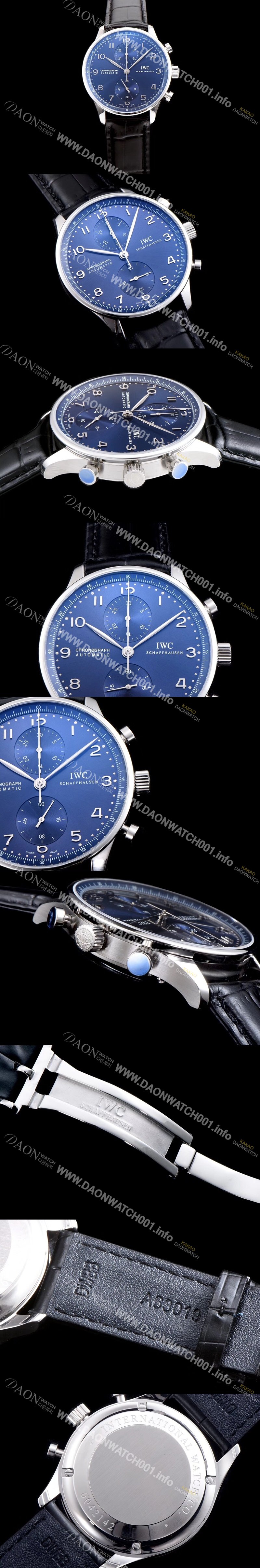 SA급 아이더블유씨 남성용 포루투기즈 IW371491 크로노그래프 블루 다이얼 오토매틱 무브먼트 IWC0200 xx