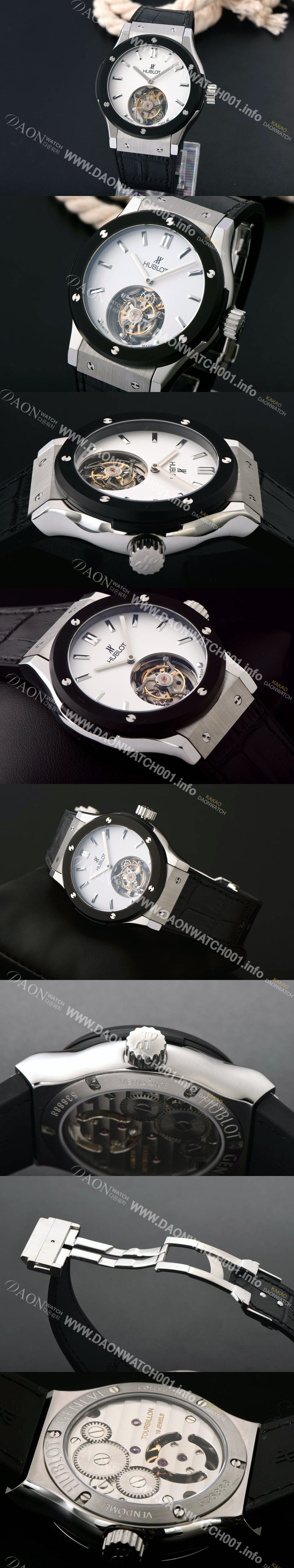 SA급 휴블렛 남성용 솔로 뱅 투어빌론 화이트 다이얼/세라믹 베젤 화이트다이얼 HUB1052 xx