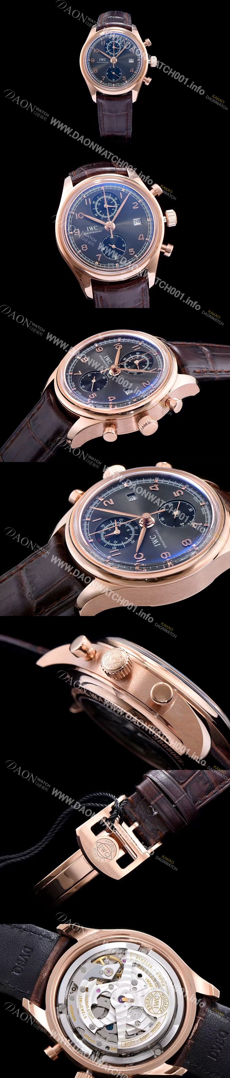 SA급 아이더블유씨 남성용 포루투기즈 칼리버 IW390402 클래식 모델 18k 로즈골드 크로노그래프 진 그레이 다이얼 오토매틱 무브먼트 IWC0144 xx