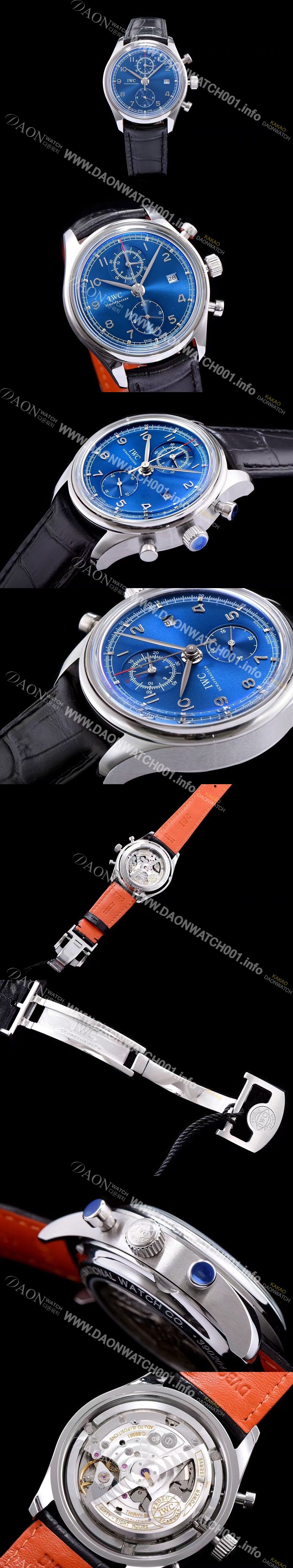 SA급 아이더블유씨 남성용 포루투기즈 칼리버 IW390406 클래식 모델 크로노그래프 블루 다이얼 오토매틱 무브먼트 IWC0140 xx