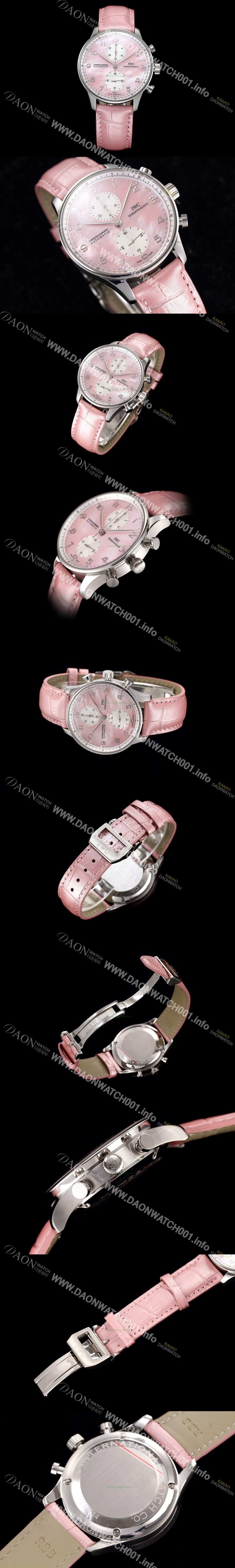 SA급 아이더블유씨 남성용 포르투기즈 오토매틱 크로노그래프 핑크 다이얼 IWC4201 xx