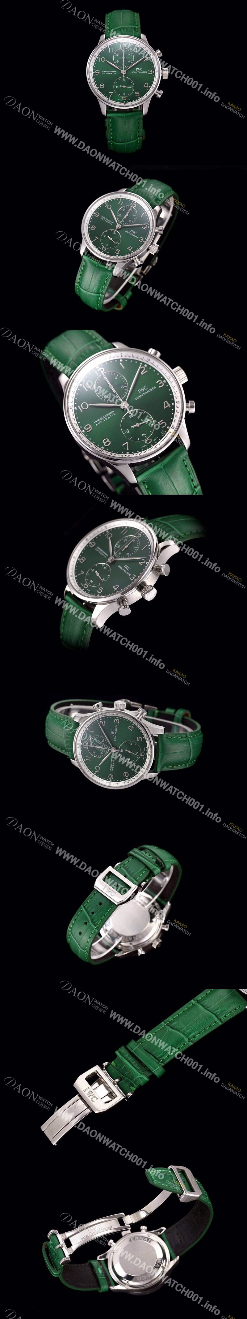 SA급 아이더블유씨 남성용 포르투기즈 오토매틱 크로노그래프 그린 다이얼 IWC4200 xx