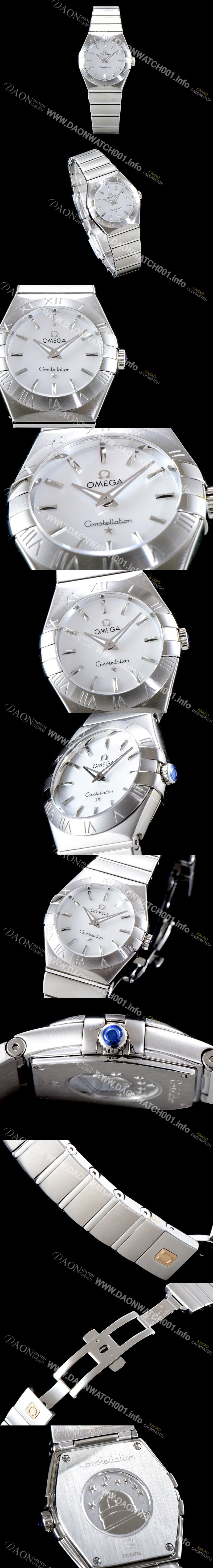 SA급 오메가 여성 컬렉션 컨스틀레이션 123.10.24.60.02.002 오메가 코-액시얼 27MM 로마 숫자가 인그레이빙된 베젤 실버 다이얼 쿼츠 무브먼트 OMG0121 xx
