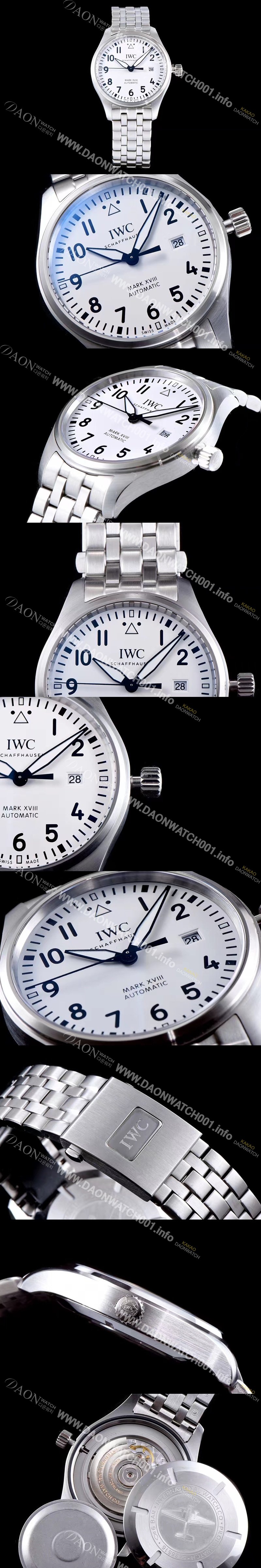 SA급 아이더블유씨 남성용 파일럿 마크18 IW327002 스틸 40mm 화이트 다이얼 스틸 브레이슬릿 iwc4072 xx