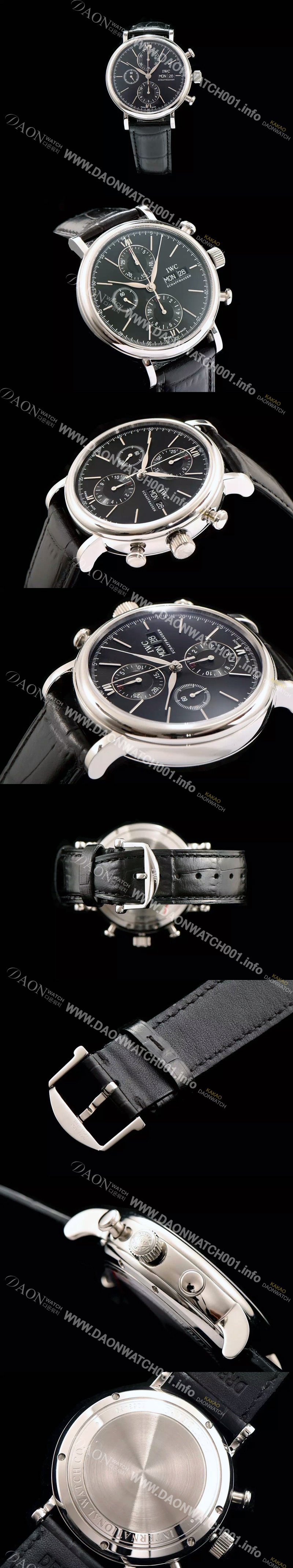 SA급 아이더블유씨 남성용 포르토피노 7750 오토매틱 무브먼트 블랙 다이얼 IWC0201 xx