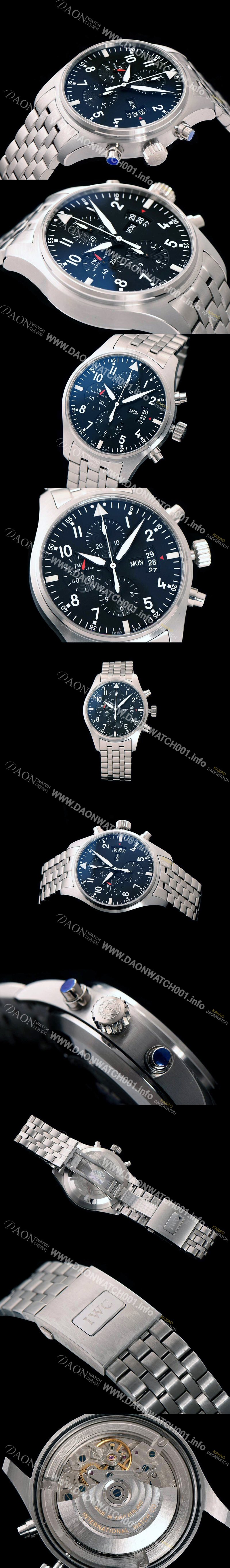 SA급 아이더블유씨 남성용 파일럿 크로노그래프 3777 43mm ZF사 1:1 베스트 에디션 블랙 다이얼 스틸 브레이슬릿 A7750 IWC0223 xx