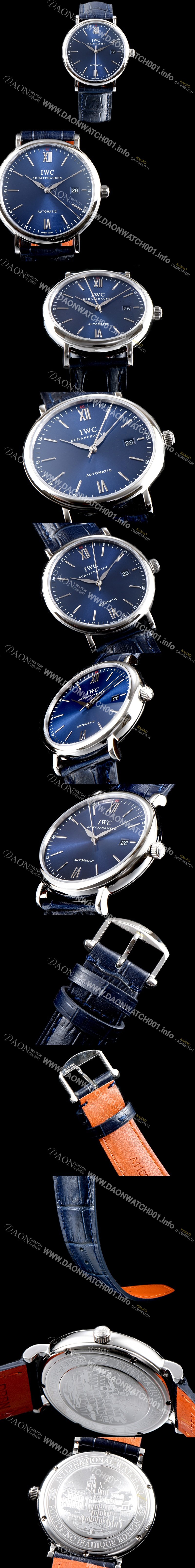 SA급 아이더블유씨 남성용 포르토피노 IW356512 오토매틱 센트럴 해킹 세컨즈 블루 다이얼 오토매틱 무브먼트 IWC0134 xx