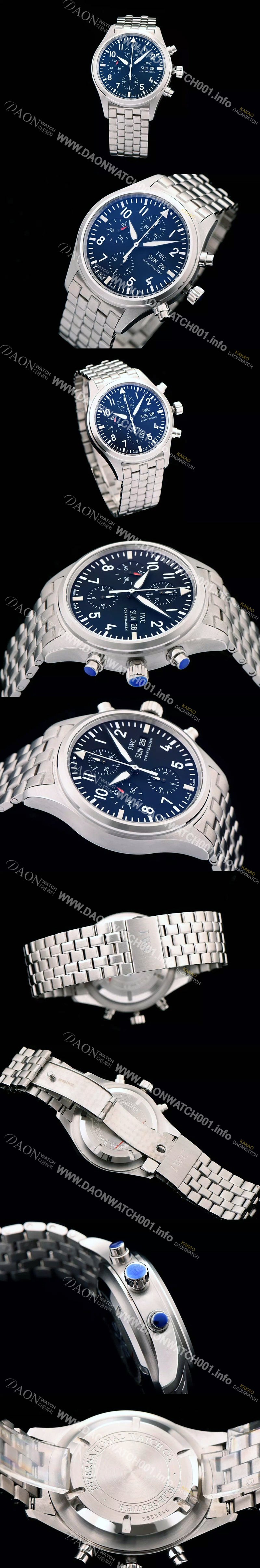 SA급 아이더블유씨 남성용 파일럿 크로노 오토메틱 스테인레스 스틸 블랙다이얼 IWC0401 xx