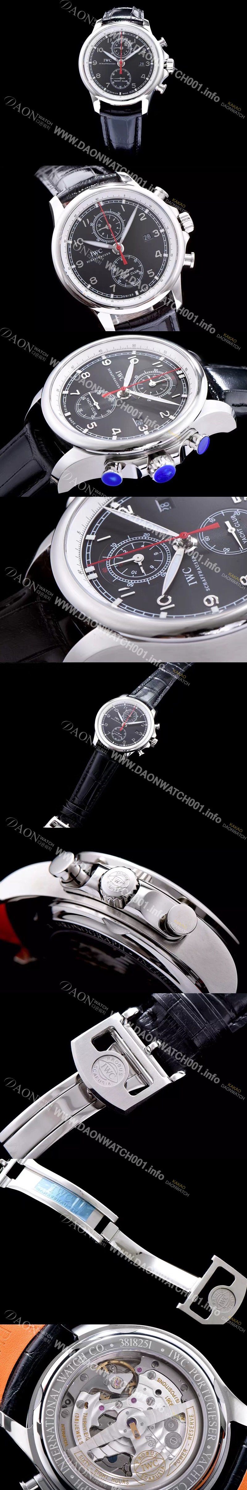 SA급 아이더블유씨 남성용 요트클럽 블랙 다이얼 오토매틱 무브먼트 IWC0201 xx