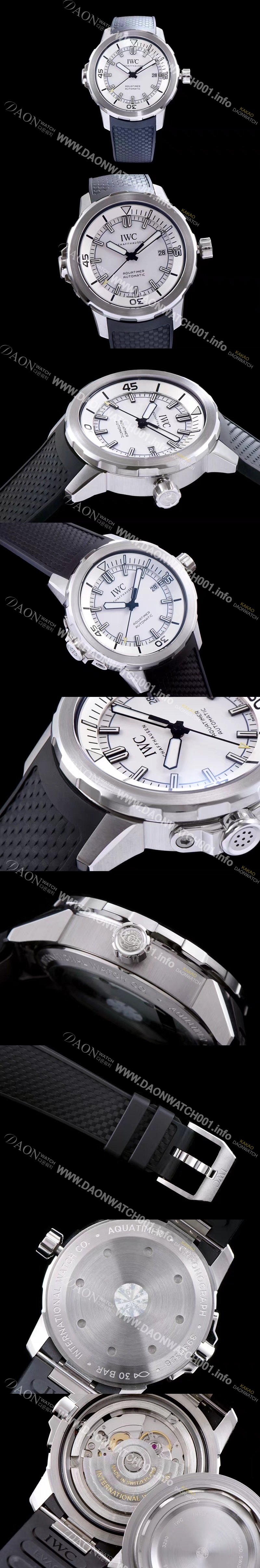 SA급 아이더블유씨 남성용 아쿠아타이머 IW329003 신형 다이버 워치!! 센트럴 해킹 세컨즈 화이트 다이얼 오토매틱 무브먼트 IWC0400 xx