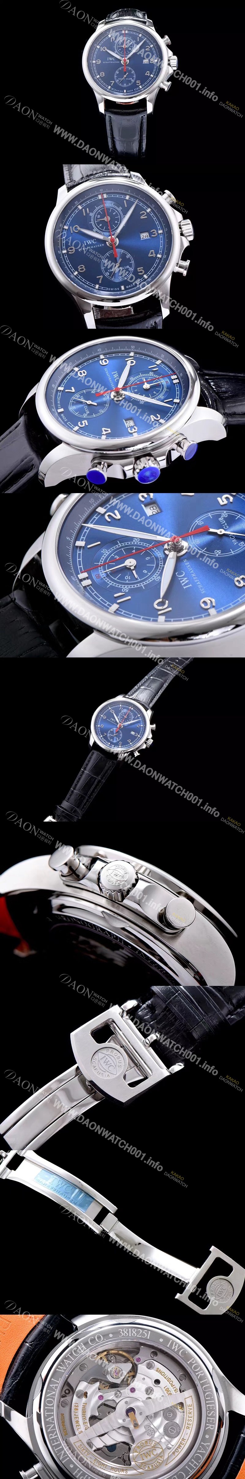 SA급 아이더블유씨 남성용 요트클럽 블루 다이얼 오토매틱 무브먼트 IWC0200 xx