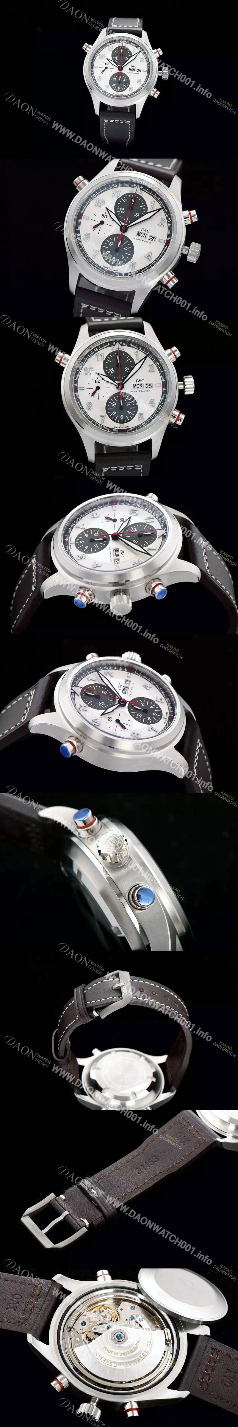 SA급 아이더블유씨 남성용 파일럿 더블크로노 리미티드 에디션 화이트다이얼 IWC0420 xx