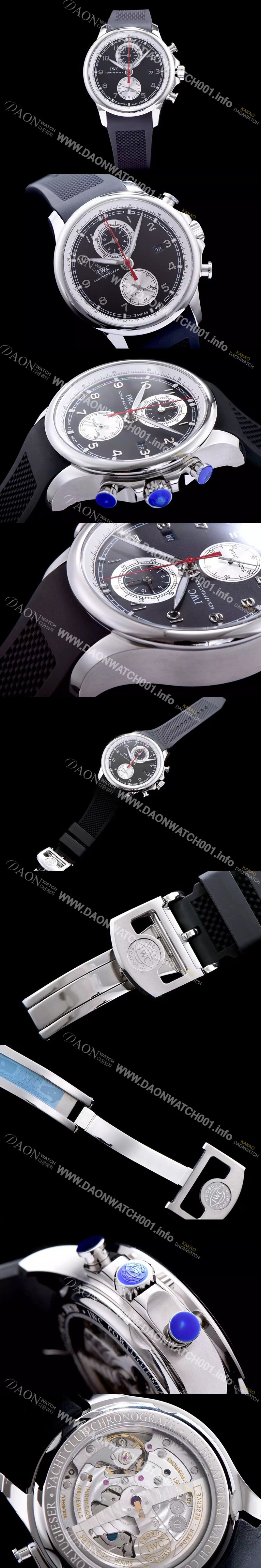 SA급 아이더블유씨 남성용 요트클럽 블랙 다이얼 오토매틱 무브먼트 IWC0200 xx