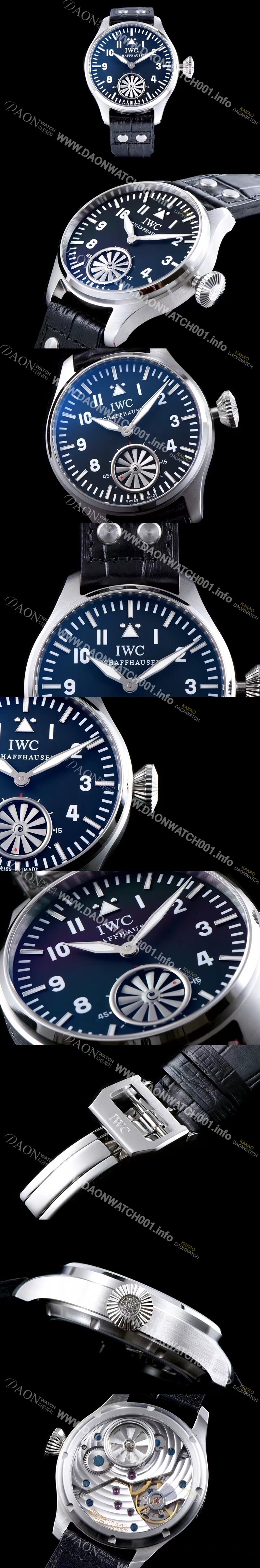 SA급 아이더블유씨 남성용 빅파일럿 마커스 블러 터빈 수동 무브먼트 블랙다이얼 IWC0420 xx