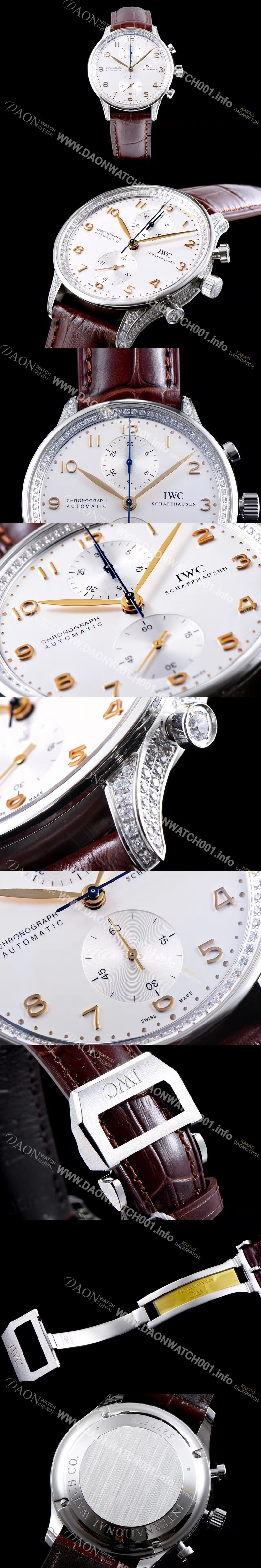 SA급 아이더블유씨 남성용 포르투기즈 쥬얼버젼 오토메틱 크로노그래프 다이아몬드 화이트 다이얼 IWC4204 xx