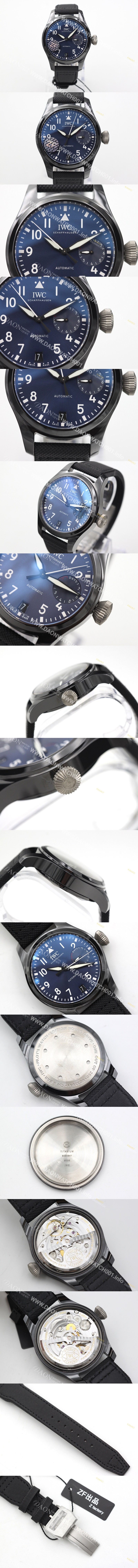 SA급 IWC 남성용 파일럿 탑건 7days IW502003 세라믹 블루 다이얼 오토매틱 무브먼트 IWC0211 xx