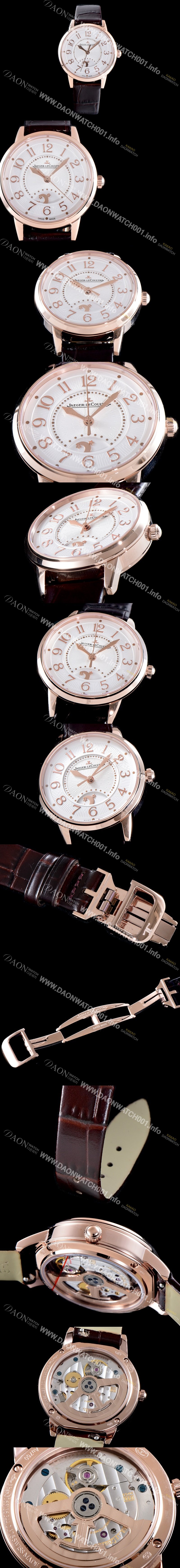 SA급 예거르꿀르뜨 남성용 랑데부 나잇&데이 3442440 미디엄 레이디 워치!! 고급스러운 18K로즈골드 케이스 문페이즈 화이트 기요셰 다이얼 오토매틱 무브먼트 JAG0454 xx