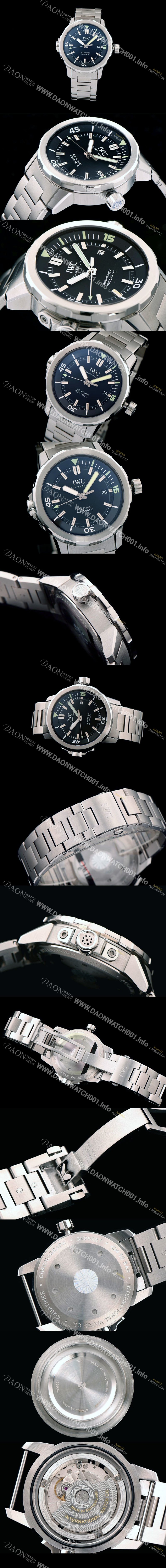 SA급 아이더블유씨 남성용 아쿠아타이머 IWC329002 오토매틱 블랙 다이얼 V6사 1:1 베스트 에디션 스틸 브레이슬릿 Miyota 9015 IWC0220 xx