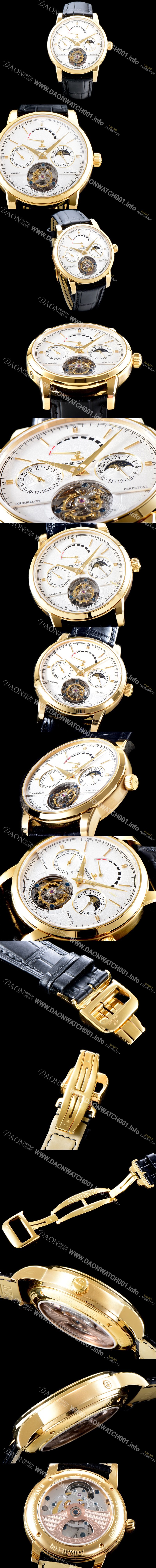 SA급 예거르쿨트르 남성용 마스터 그랑 트래디션 5042420 퀀템 퍼페추얼 18K 옐로우골드 화이트 다이얼 아시안 투어빌론 탑재 무브먼트 JAG0412 xx