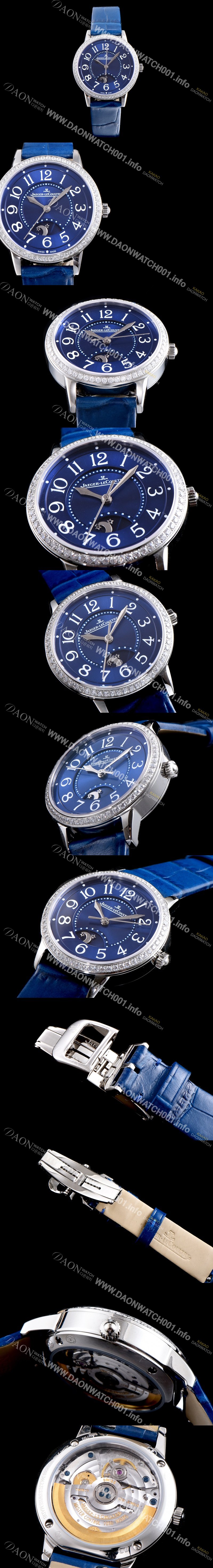 SA급 예거르꿀르뜨 남성용 랑데부 나잇&데이 3468480 레이디 워치 최상급 다이아몬드 세팅 문페이즈 블루 썬더스트 다이얼 오토매틱 무브먼트 JAG0410 xx