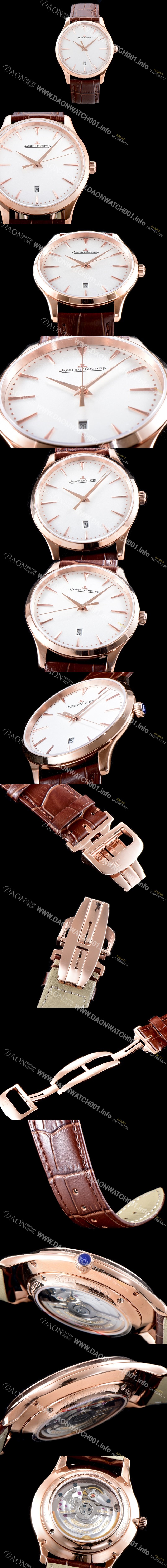 SA급 예거르꿀뜨르 남성용 마스터 울트라 씬 데이트 1282510 18k 로즈골드 에그쉘 베이지 다이얼 오토매틱 무브먼트 JAG0401 xx