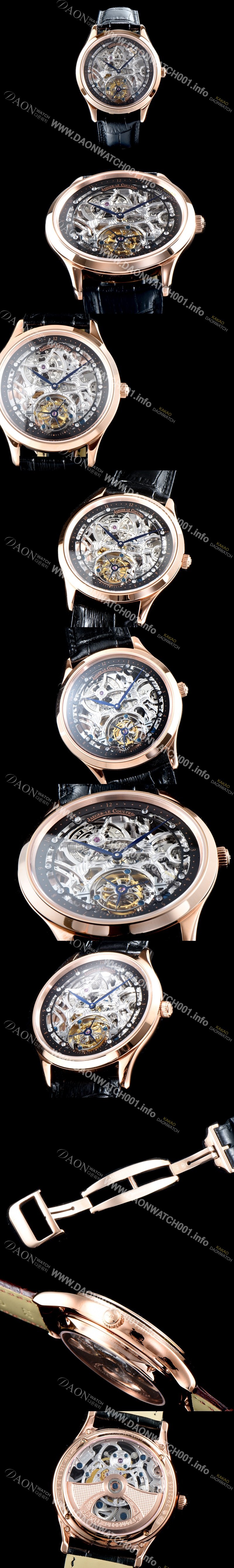 SA급 예거르쿨트르 남성용 신형 마스터 그랜드 투어빌론 18K 로즈골드 케이스 쥬얼 다이아몬드 인덱스 블랙&실버 스켈레톤 다이얼 투어빌론 무브먼트 JAG0402 xx