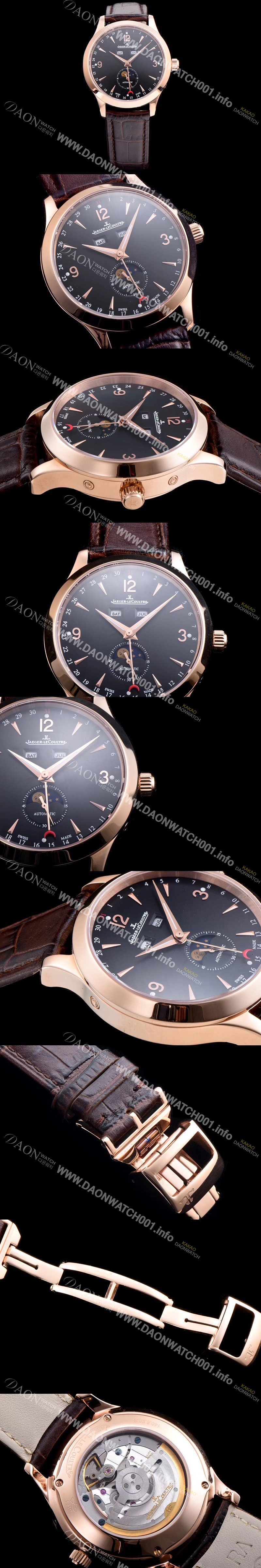 SA급 예거르꿀뜨르 남성용 마스터 캘린더 1552520모델 씬 문페이즈 블랙다이얼 아플리케 인덱스 오토매틱 무브먼 JAG4203 xx