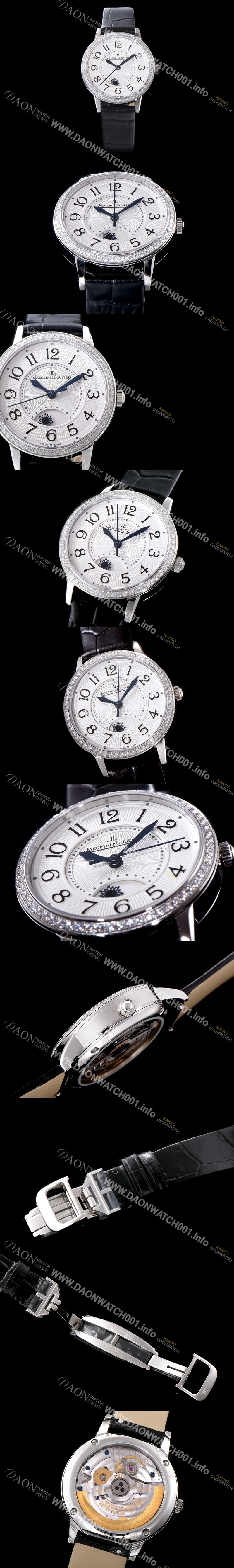 SA급 예거르꿀르뜨 남성용 랑데부 나잇&데이 3468421 레이디 워치 최상급 다이아몬드 세팅 베젤 문페이즈 화이트 텍스쳐드 다이얼 오토매틱 무브먼트 JAG0445 xx