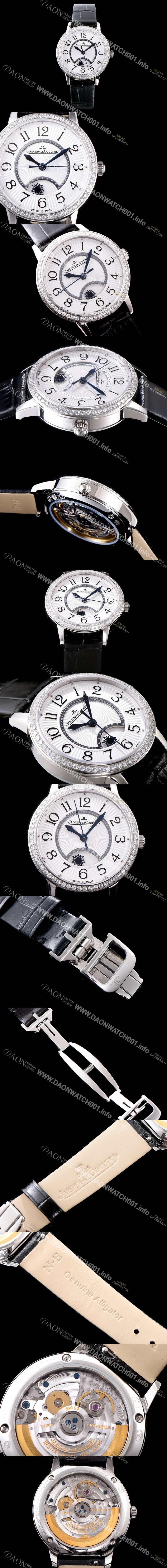 SA급 예거르꿀르뜨 남성용 랑데부 나잇&데이 3442440 레이디 워치 최상급 다이아몬드 세팅 문페이즈 화이트 텍스쳐드 다이얼 오토매틱 무브먼트 JAG0421 xx