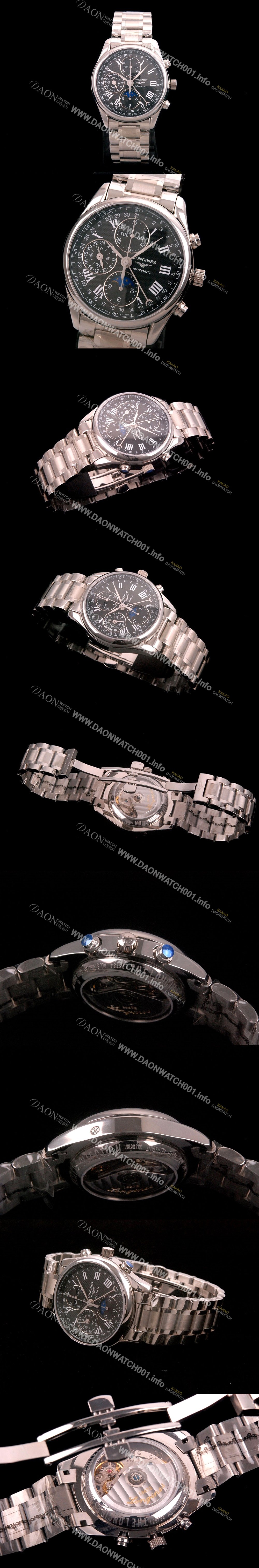 SA급 론진 남성용 워치메이킹 트래디션!! 마스터 컬렉션 L2.673.4.51.7 문페이즈 크로노그래프 베스트 모델 블랙 발리콘 다이얼 오토매틱 무브먼트 LON0403 xx