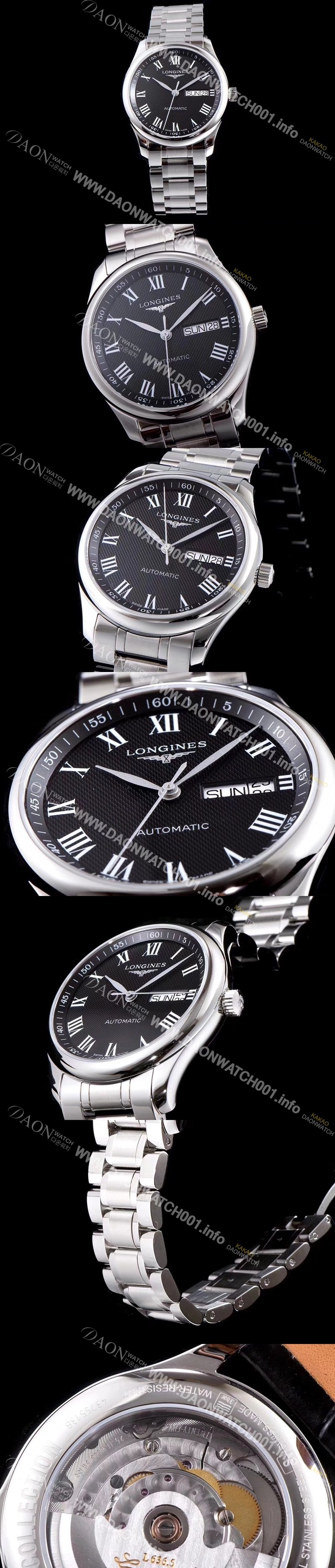 SA급 론진 남성용 마스터 컬렉션 L2.755.4.51.6 LG사 데이트블랙 발리콘 다이얼 브레이슬릿 오토메틱 무브먼트 LON0410 xx