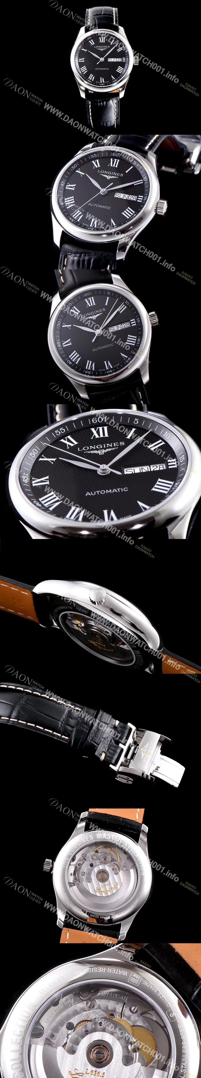 SA급 론진 남성용 마스터 컬렉션 L2.755.4.51.7 LG사 데이트블랙 발리콘 다이얼 오토메틱 무브먼트 LON0411 xx