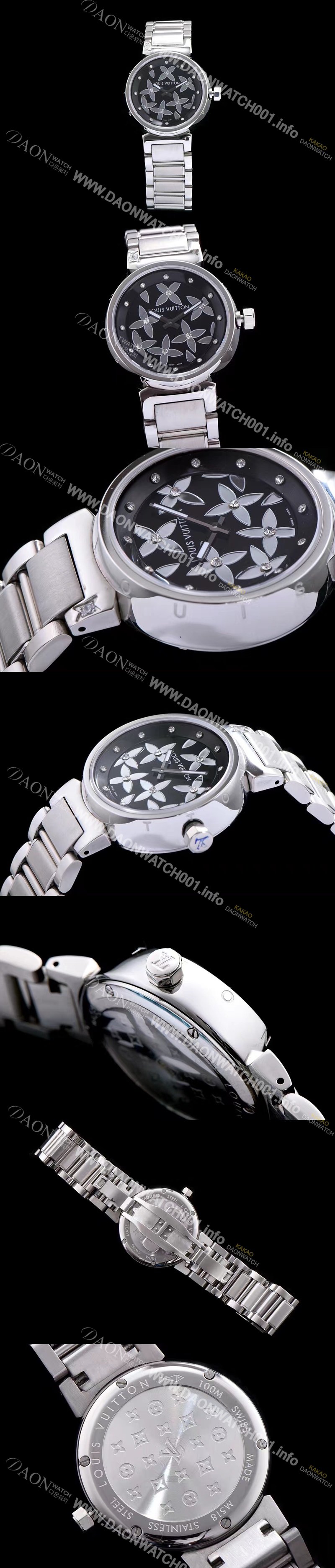 SA급 루이비통 남성용 탕부르 블랙 다이얼 쿼츠 무브먼트 LOU4202 xx