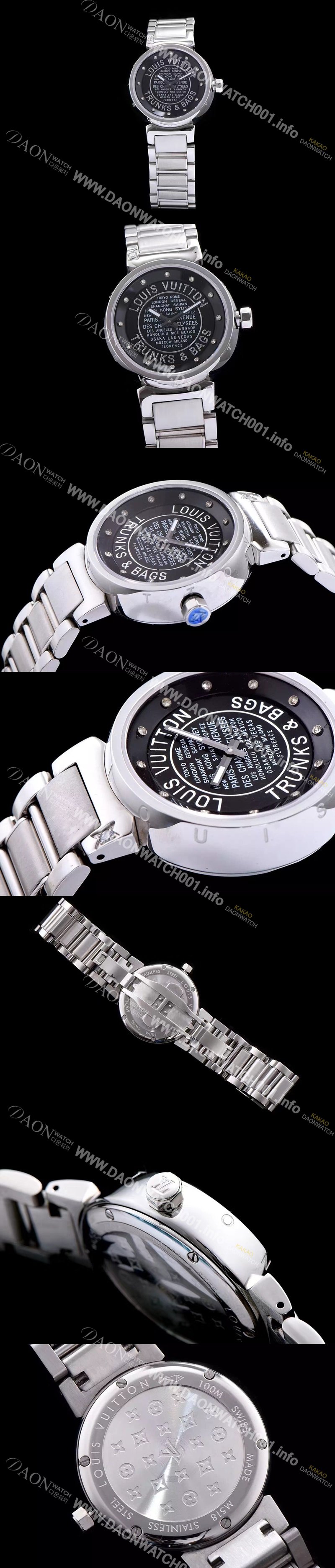 SA급 루이비통 남성용 탕부르 블랙 다이얼 쿼츠 무브먼트 LOU4204 xx