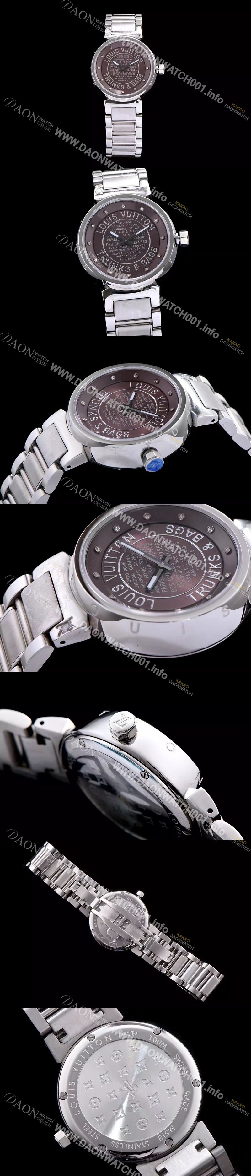 SA급 루이비통 남성용 탕부르 브라운 다이얼 쿼츠 무브먼트 LOU4200 xx