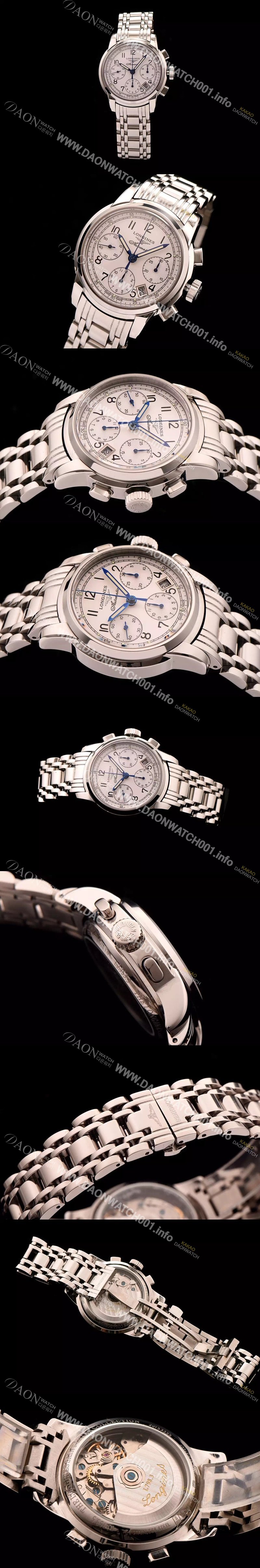 SA급 론진 남성용 마스터 컬렉션 크로노그래프 오토매틱 화이트 다이얼 LON0444 xx