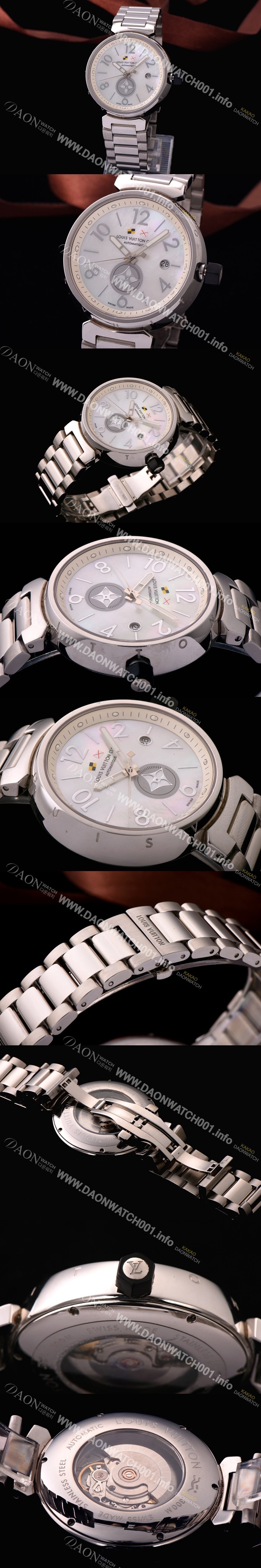 SA급 루이비통 남성용 자개 무늬 화이트 다이얼 탕부르 LOU4210 xx