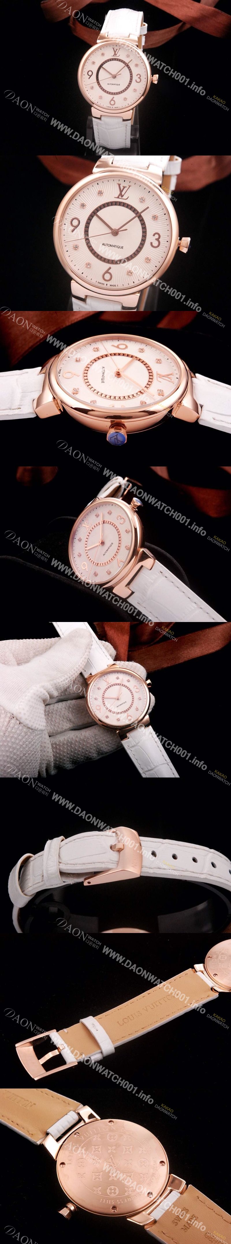 SA급 루이비통 남성용 로즈골드 다이얼 탕부르 모노그램 쿼츠 무브먼트 LOU4225 xx