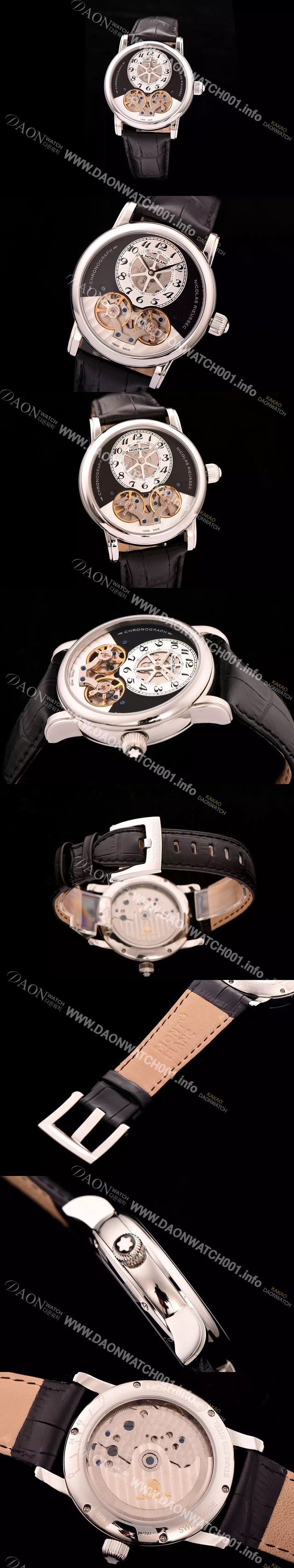 SA급 몽블랑 남성용 스타 니콜라스 뤼섹 모노푸셔 크로노그래프 블랙다이얼 MON42002 xx