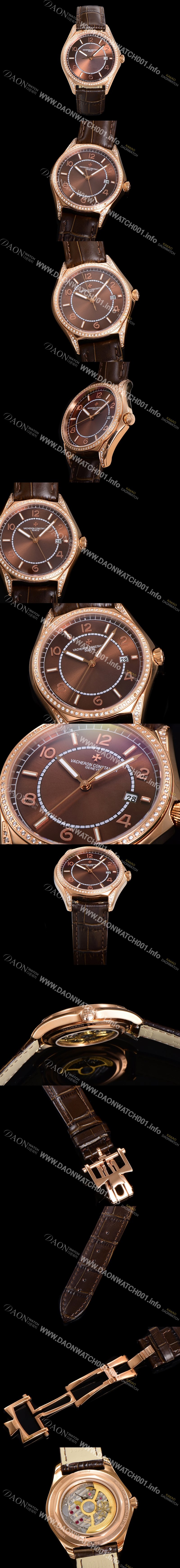 SA급 바쉐론 콘스탄틴 남성용 피프티식스 Ref.4600E 오토매틱 1326 타입 18K 로즈골드 40mm 보석/큐빅 가죽줄 브라운 다이얼 vac1151 xx