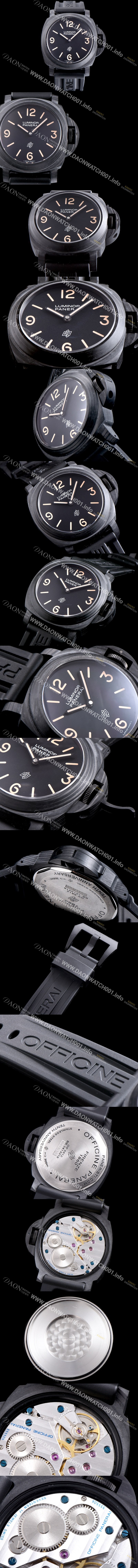 SA급 파네라이 남성용 오피치네 파네라이 PAM00617 카보테크 스페셜 에디션 팸360 블랙 다이얼 오토매틱 무브먼트 PAN0250 xx