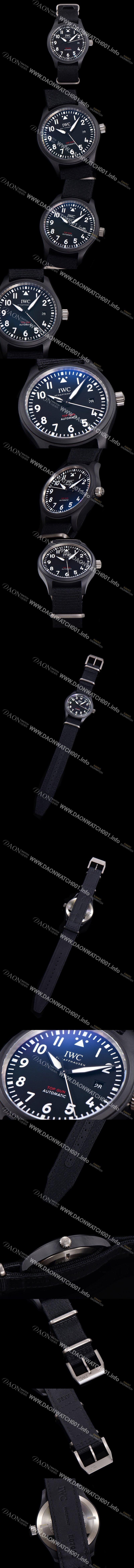 SA급 아이더블유씨 남성용 파일럿 IW326906 마크 탑건 에디션 오토매틱 40mm 세라믹재질 나토천/가죽줄 믹스 블랙다이얼 iwc29048 xx